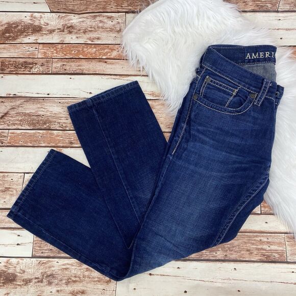 American Eagle Jeans Men's 29x30 Low Rise Boot Cut Wide Distressed Y2K Vintage